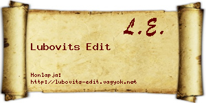 Lubovits Edit névjegykártya